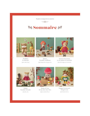 Livro de bonecas e amigurumis no outono