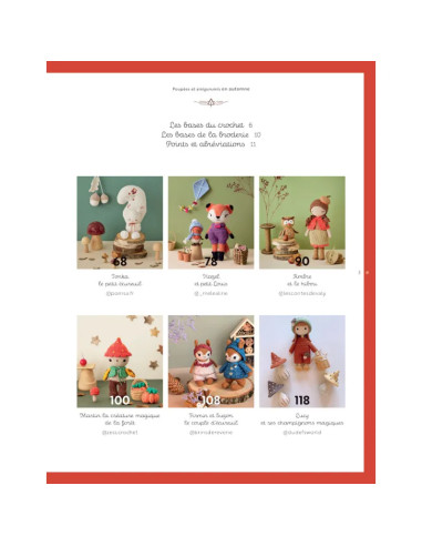 Livro de bonecas e amigurumis no outono