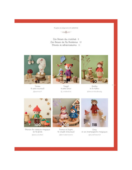 Livro de bonecas e amigurumis no outono