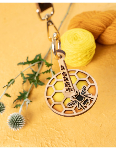 Pulseira porta-novelo de lã - Abelha