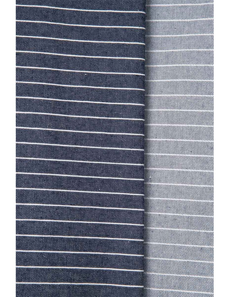 Tecido Denim Wide Stripes Mid Blue - Atelier Brunette