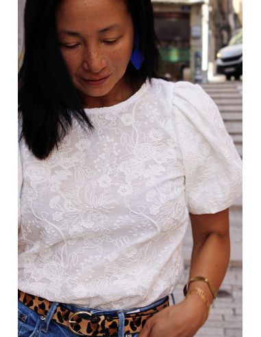 Tecido bordado inglês Alba branco - My Dress Made