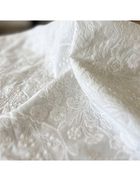 Tecido bordado inglês Alba branco - My Dress Made