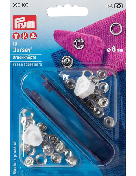 Caixa de 10 botões de pressão jersey Níquel com ferramenta 8 mm