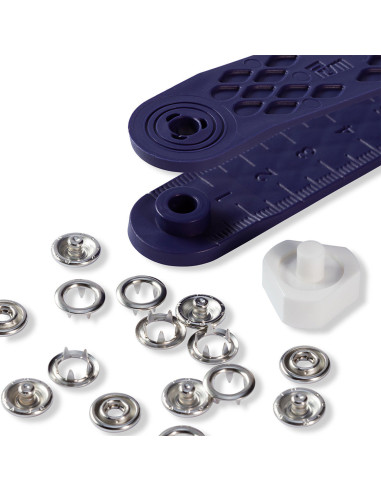 Caixa de 10 botões de pressão jersey Níquel com ferramenta 8 mm