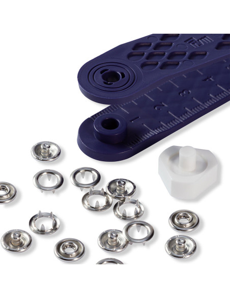 Caixa de 10 botões de pressão jersey Níquel com ferramenta 8 mm