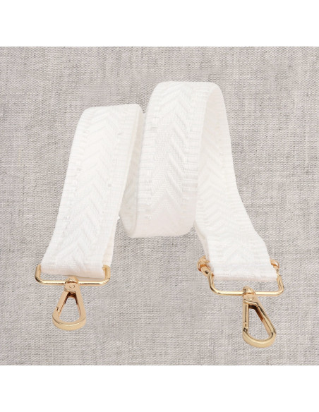 Alça de bolsa em espinha de peixe com mosquetões - Branco