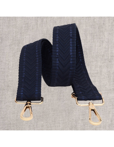 Alça de bolsa em espinha com mosquetões - Azul marinho