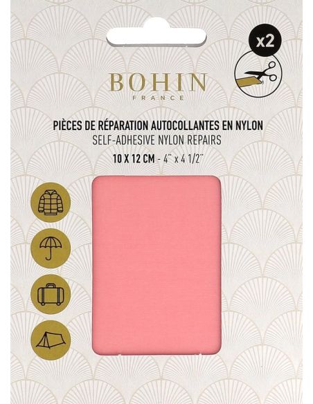Peças de reparação autocolantes em nylon Bohin - Rosa pastel