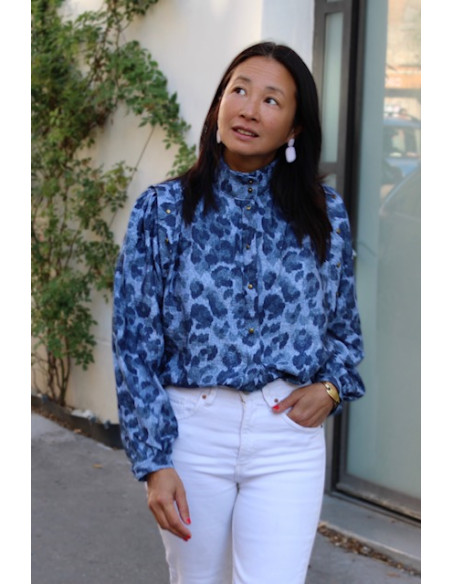 Tecido viscose flamê Denim Leopardo - My Dress Made