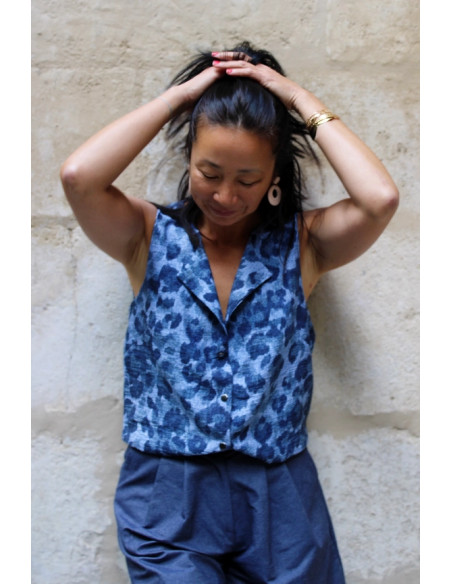 Tecido viscose flamê Denim Leopardo - My Dress Made