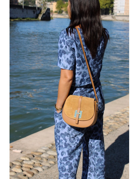 Tecido viscose flamê Denim Leopardo - My Dress Made