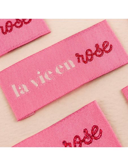 Conjunto de 4 etiquetas para costurar - La vie en rose