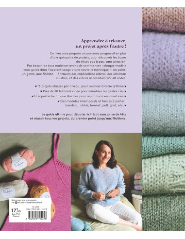 Livre j'apprends à tricoter en 16 projets