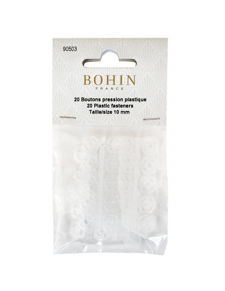 Botões de pressão redondos para costurar em plástico transparente 10 mm Bohin