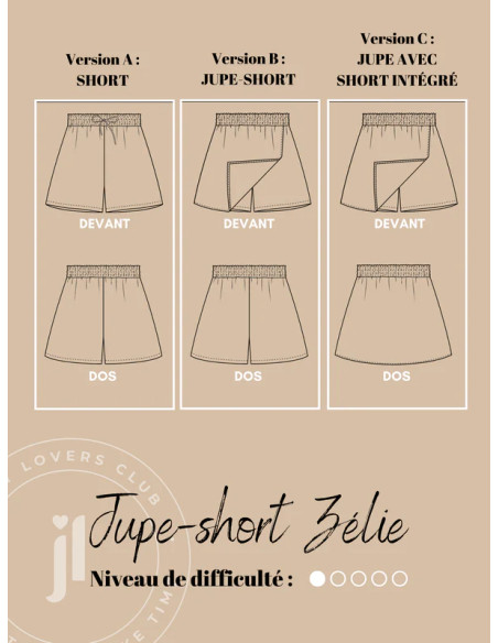 Padrão de saia e short Zélie - Joli Lab