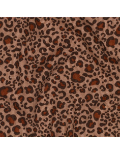 Tecido jersey de algodão malha canelada - Leopardo bege 2