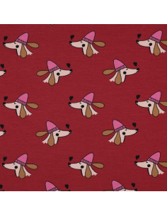 Tecido moletom felpudo cão e corações - Vermelho 2
