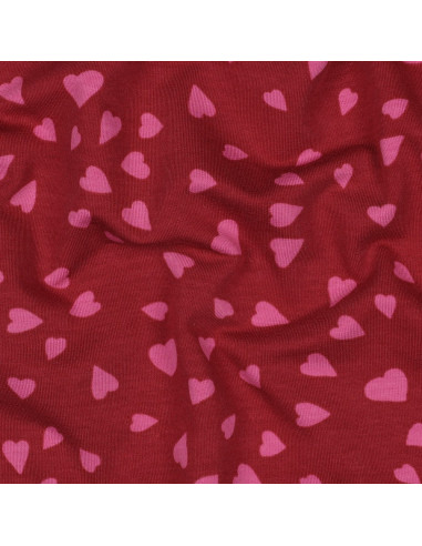 Tecido moletom felpudo corações - Vermelho