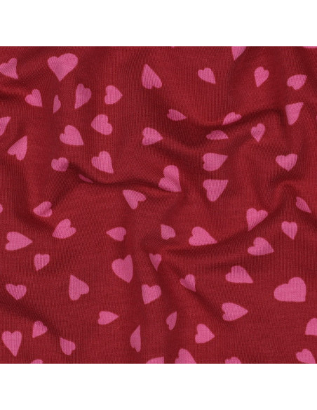 Tecido moletom felpudo corações - Vermelho