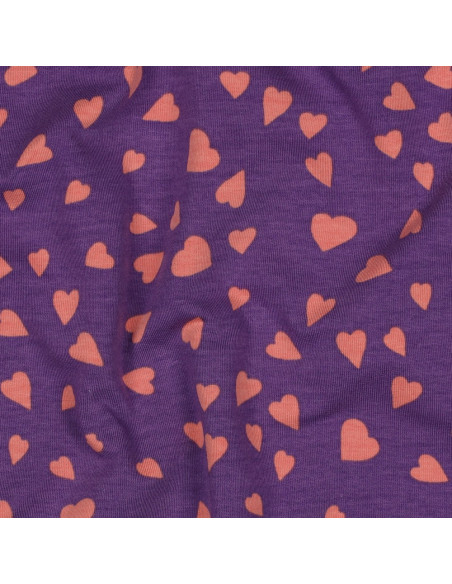 Tecido moletom felpudo corações - Violeta