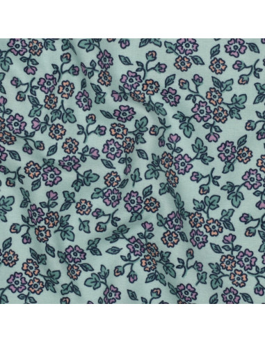 Tecido de flanela com flores - Menta