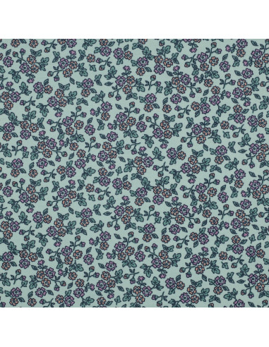 Tecido de flanela com flores - Menta