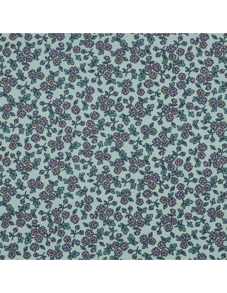Tecido de flanela com flores - Menta