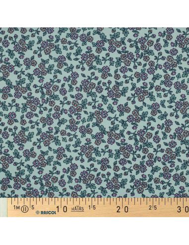 Tecido de flanela com flores - Menta