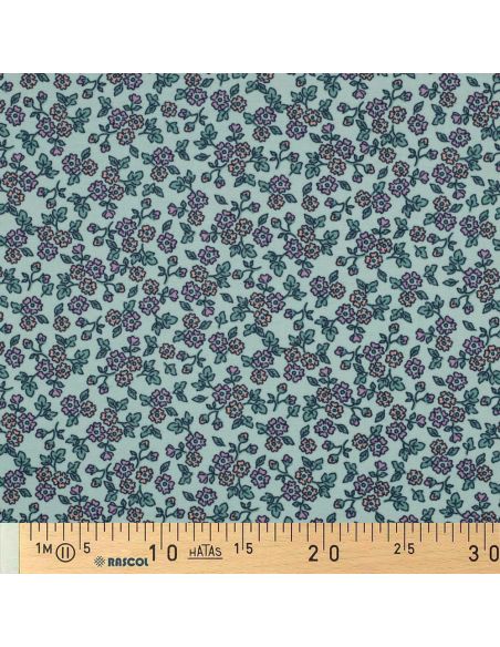 Tecido de flanela com flores - Menta