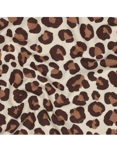 Tecido moletom Leopardo - Castanho