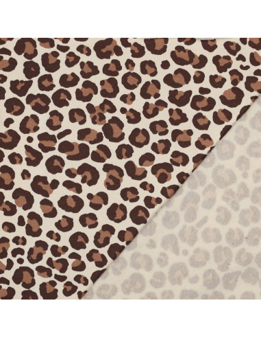 Tecido moletom Leopardo - Castanho