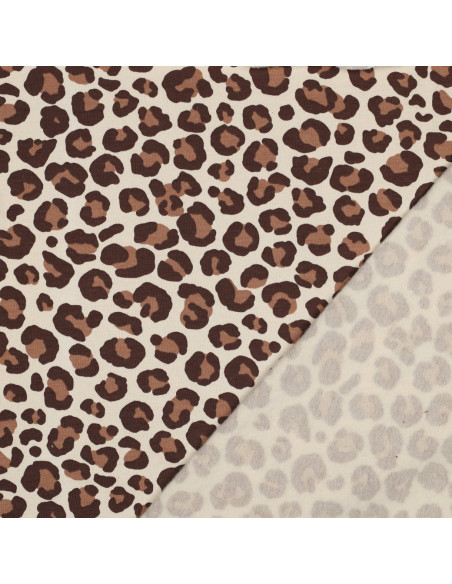 Tecido moletom Leopardo - Castanho