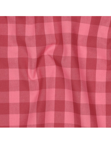 Tecido popeline de algodão - Vichy grandes quadrados - Vermelho e bordô