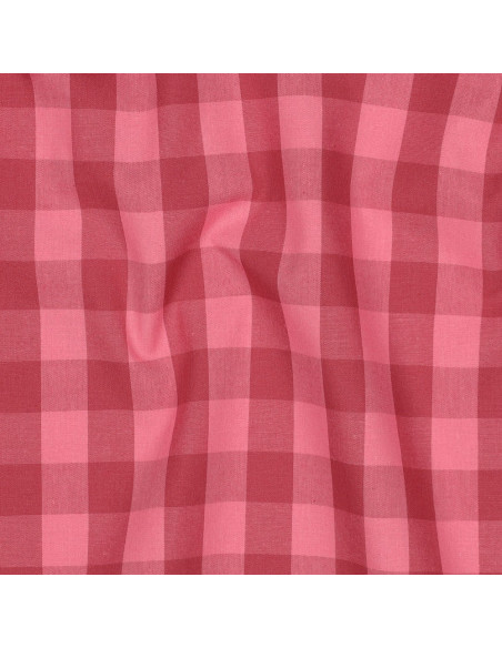 Tecido popeline de algodão - Vichy grandes quadrados - Vermelho e bordô