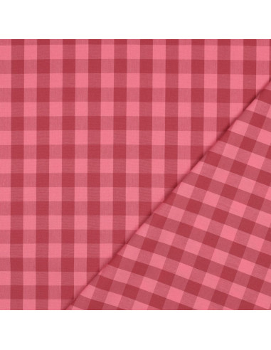 Tecido popeline de algodão - Vichy grandes quadrados - Vermelho e bordô