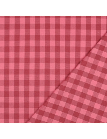 Tecido popeline de algodão - Vichy grandes quadrados - Vermelho e bordô