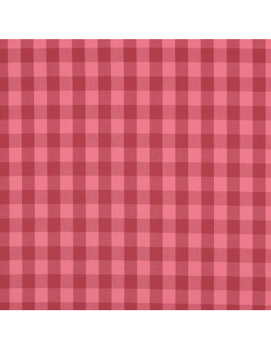 Tecido popeline de algodão - Vichy grandes quadrados - Vermelho e bordô