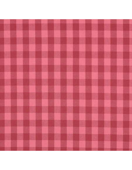 Tecido popeline de algodão - Vichy grandes quadrados - Vermelho e bordô