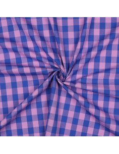 Tecido Vichy grandes quadrados - Lavanda e azul