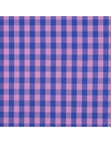 Tecido popeline de algodão - Vichy xadrez grande - Lavanda e azul