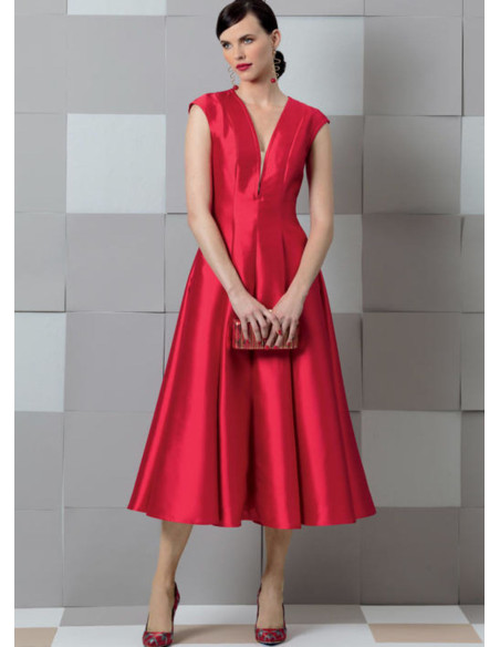 Molde de vestido e falso plastrão - Vogue 9292