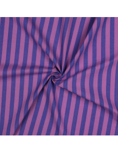 Tecido popelina de algodão - Listras largas - Figo e roxo