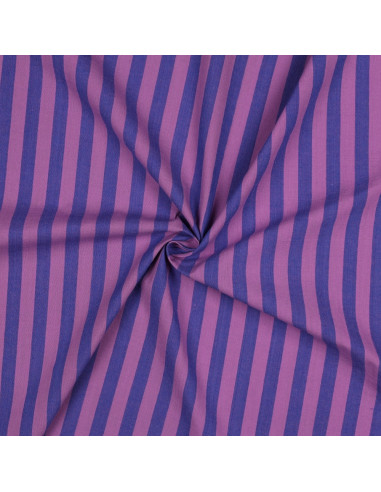 Tecido popelina de algodão - Listras largas - Figo e roxo