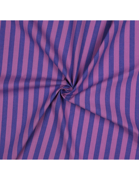 Tecido popelina de algodão - Listras largas - Figo e roxo