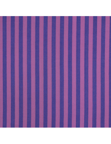 Tecido popelina de algodão - Listras largas - Figo e roxo