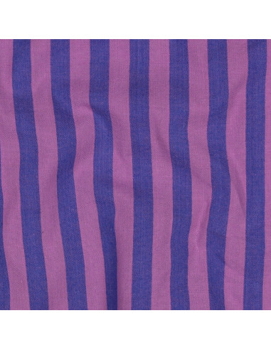 Tecido popelina de algodão - Listras largas - Figo e roxo