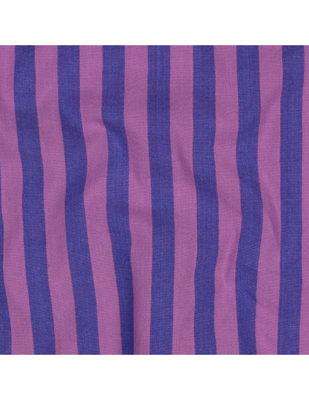 Tecido popelina de algodão - Listras largas - Figo e roxo