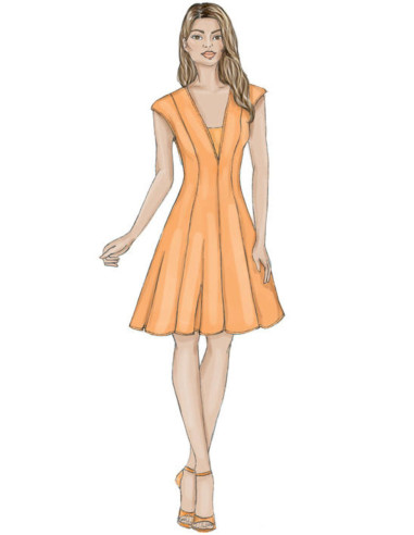Molde de vestido e falso plastrão - Vogue 9292