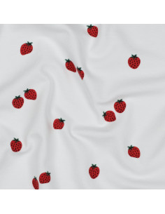 Tecido jersey Morangos - Fundo branco 2